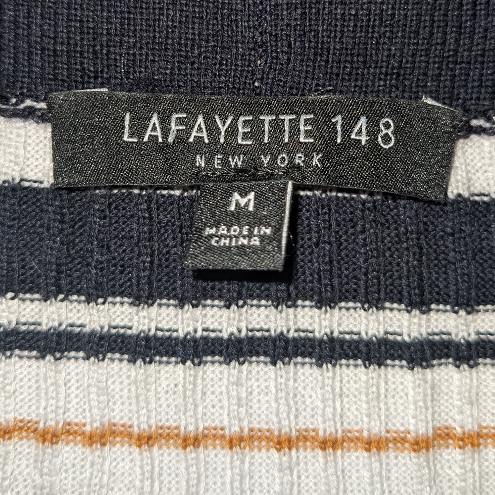 Lafayette 148 Striped Silk Blend Top Size Medium - Picture 5 of 8
